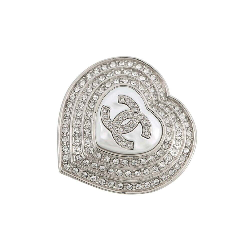 CHANEL Silver Logo Brooch